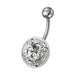 Fancy Mix Stones Jeweled Vinatge Design Non-Moving Curved Bar Belly Ring - Monster Piercing