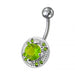 Fancy Mix Stones Jeweled Vinatge Design Non-Moving Curved Bar Belly Ring - Monster Piercing