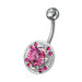 Fancy Mix Stones Jeweled Vinatge Design Non-Moving Curved Bar Belly Ring - Monster Piercing