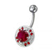 Fancy Mix Stones Jeweled Vinatge Design Non-Moving Curved Bar Belly Ring - Monster Piercing