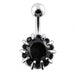 Fancy Single Stone Jeweled Non-Moving Titanium Curved Bar Belly Ring - Monster Piercing