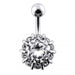 Fancy Single Stone Jeweled Non-Moving Titanium Curved Bar Belly Ring - Monster Piercing