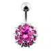 Fancy Single Stone Jeweled Non-Moving Titanium Curved Bar Belly Ring - Monster Piercing