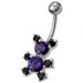 Fancy Mix Color Jeweled Non-Moving Teddy Bear SS Bar Belly Ring - Monster Piercing