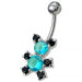 Fancy Mix Color Jeweled Non-Moving Teddy Bear SS Bar Belly Ring - Monster Piercing