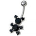 Fancy Mix Color Jeweled Non-Moving Teddy Bear SS Bar Belly Ring - Monster Piercing