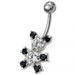 Fancy Mix Color Jeweled Non-Moving Teddy Bear SS Bar Belly Ring - Monster Piercing