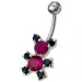 Fancy Mix Color Jeweled Non-Moving Teddy Bear SS Bar Belly Ring - Monster Piercing