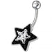 Multi Gems Fancy Star Non-Moving Curved Bar Navel Ring - Monster Piercing