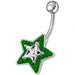 Multi Gems Fancy Star Non-Moving Curved Bar Navel Ring - Monster Piercing