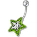 Multi Gems Fancy Star Non-Moving Curved Bar Navel Ring - Monster Piercing