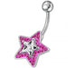 Multi Gems Fancy Star Non-Moving Curved Bar Navel Ring - Monster Piercing