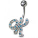 Fancy Jeweled Letters "OK" Non-Moving Belly Ring - Monster Piercing