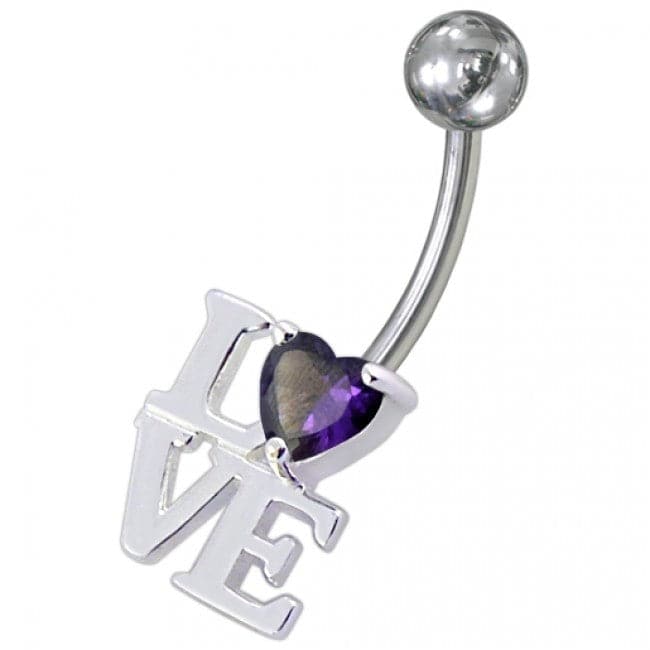 Fancy Jeweled Love Non-Moving Belly Ring - Monster Piercing