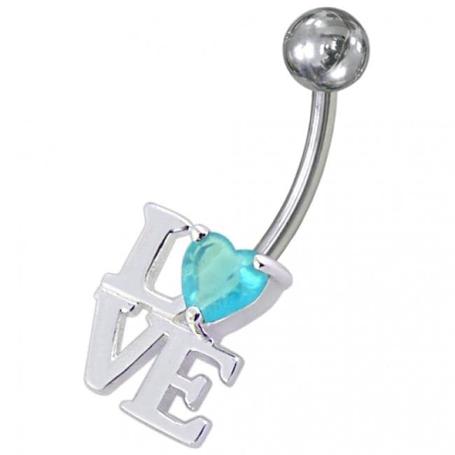 Fancy Jeweled Love Non-Moving Belly Ring - Monster Piercing