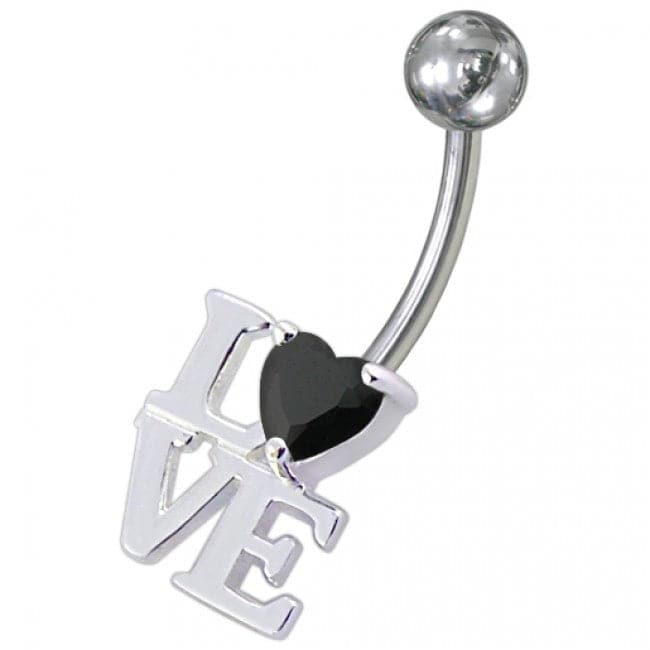 Fancy Jeweled Love Non-Moving Belly Ring - Monster Piercing