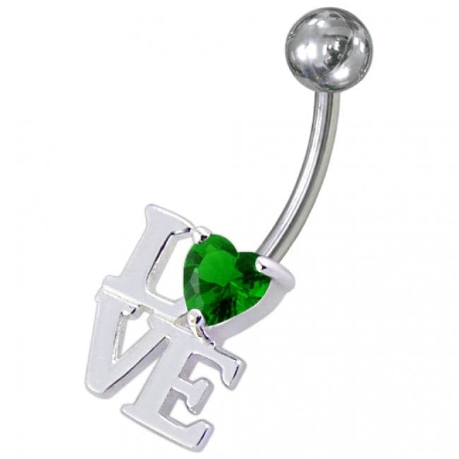 Fancy Jeweled Love Non-Moving Belly Ring - Monster Piercing