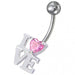 Fancy Jeweled Love Non-Moving Belly Ring - Monster Piercing