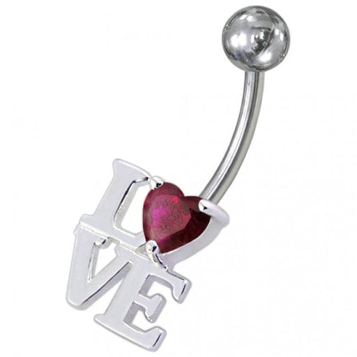 Fancy Jeweled Love Non-Moving Belly Ring - Monster Piercing