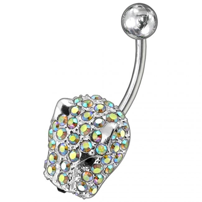 Jeweled Fancy Non-Moving Curved Belly Ring - Monster Piercing