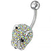 Jeweled Fancy Non-Moving Curved Belly Ring - Monster Piercing