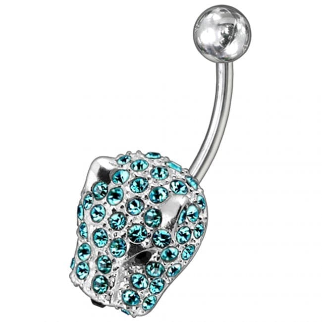 Jeweled Fancy Non-Moving Curved Belly Ring - Monster Piercing