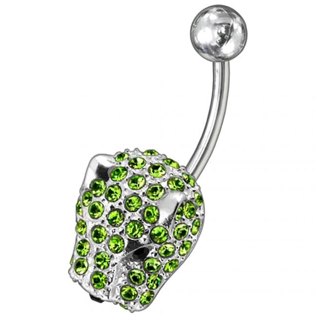 Jeweled Fancy Non-Moving Curved Belly Ring - Monster Piercing