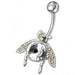 Titanium Bar Fancy Jeweled Non-Moving Navel Belly Ring - Monster Piercing