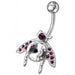 Titanium Bar Fancy Jeweled Non-Moving Navel Belly Ring - Monster Piercing