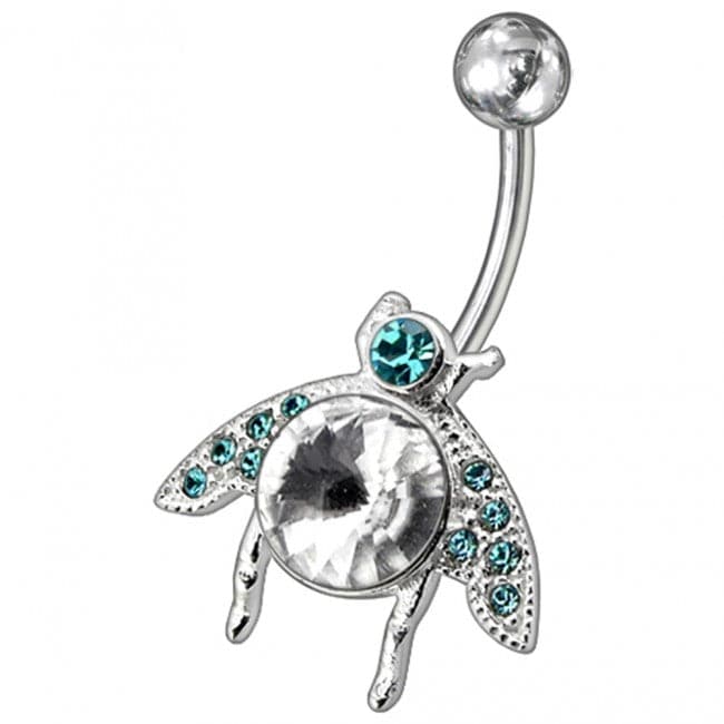 Titanium Bar Fancy Jeweled Non-Moving Navel Belly Ring - Monster Piercing