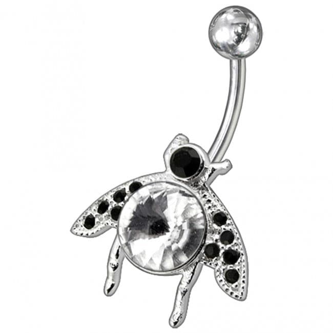 Titanium Bar Fancy Jeweled Non-Moving Navel Belly Ring - Monster Piercing