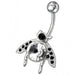 Titanium Bar Fancy Jeweled Non-Moving Navel Belly Ring - Monster Piercing