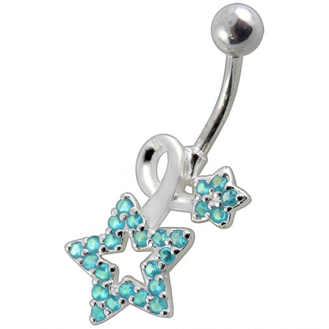 Fancy Jeweled Star Non-Moving Belly Ring - Monster Piercing