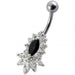 14 Gauge Fancy Jeweled Non-Moving Banana Bar Navel Belly Ring - Monster Piercing