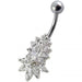 14 Gauge Fancy Jeweled Non-Moving Banana Bar Navel Belly Ring - Monster Piercing