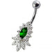 14 Gauge Fancy Jeweled Non-Moving Banana Bar Navel Belly Ring - Monster Piercing