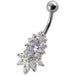 14 Gauge Fancy Jeweled Non-Moving Banana Bar Navel Belly Ring - Monster Piercing