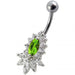 14 Gauge Fancy Jeweled Non-Moving Banana Bar Navel Belly Ring - Monster Piercing