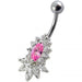 14 Gauge Fancy Jeweled Non-Moving Banana Bar Navel Belly Ring - Monster Piercing