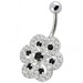 Fancy Stone Jeweled Silver Non-Moving Titanium Bar Belly Ring - Monster Piercing