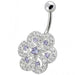 Fancy Stone Jeweled Silver Non-Moving Titanium Bar Belly Ring - Monster Piercing