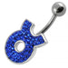 Fancy White CZ Jeweled Silver Non-Moving SS Banana Bar Belly Button Ring - Monster Piercing