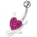 Fancy Silver Heart Jeweled Curved Bar Non-Moving Belly Ring - Monster Piercing