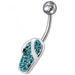 Fancy Multi Jeweled Slipper With SS Banana Curved Bar Non-Moving Belly Ring - Monster Piercing