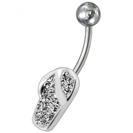 Fancy Multi Jeweled Slipper With SS Banana Curved Bar Non-Moving Belly Ring - Monster Piercing