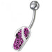 Fancy Multi Jeweled Slipper With SS Banana Curved Bar Non-Moving Belly Ring - Monster Piercing