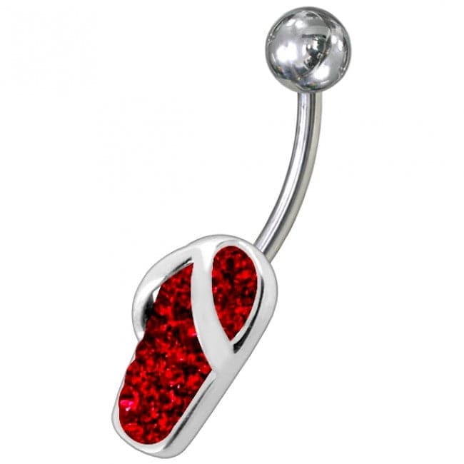 Fancy Multi Jeweled Slipper With SS Banana Curved Bar Non-Moving Belly Ring - Monster Piercing