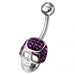 Fancy Jeweled Non-Moving Skull Navel Ring - Monster Piercing