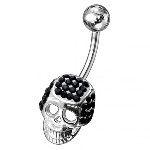 Fancy Jeweled Non-Moving Skull Navel Ring - Monster Piercing