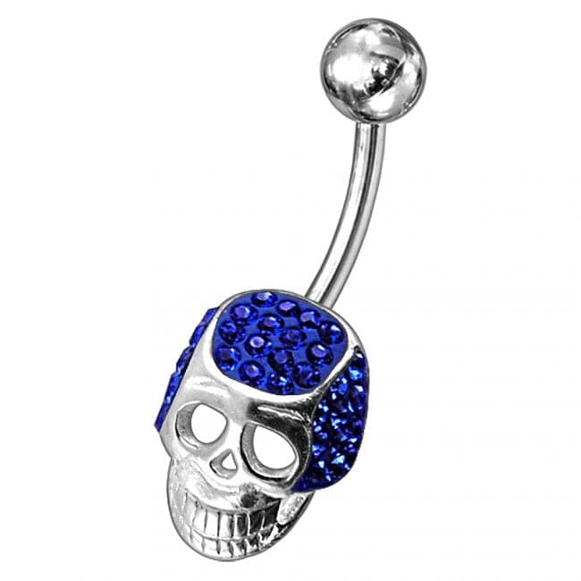 Fancy Jeweled Non-Moving Skull Navel Ring - Monster Piercing